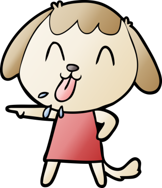 Bir insan tarafından çizilmiş şirin bir çizgi film köpeği.