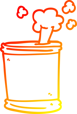 Bir insan tarafından çizilmiş sıcak çizgi çizgi film patlayan yiyecek kutusunun çizimi