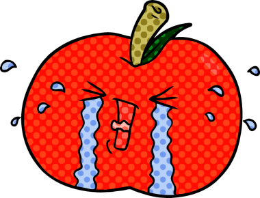 bir insan tarafından çizilmiş bir elma ağlaması.