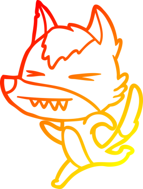 Bir insan tarafından çizilen kızgın bir kurdun sıcak çizgi çizimi