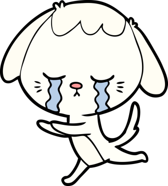 Bir insan tarafından çizilmiş ağlayan bir köpek.