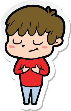 Bir insan tarafından çizilmiş mutlu bir çocuğun çıkartması.