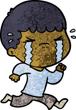 Bir insan tarafından çizilmiş ağlayan çizgi film adamı.