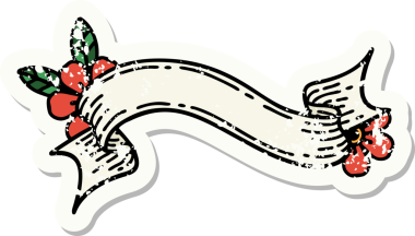 Geleneksel bir pankart stili ve bir insan tarafından çizilmiş çiçek dövmesi.