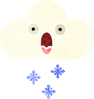 Bir insan tarafından çizilmiş bir kar bulutunun retro çizim tarzı karikatürü