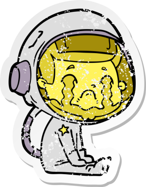 Bir insan tarafından çizilmiş ağlayan bir astronotun sıkıntılı çıkartması.