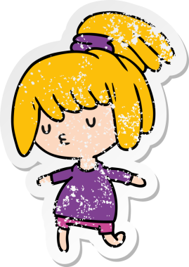 Bir insan tarafından çizilmiş sevimli bir kawai kızının sıkıntılı karikatür çizimi