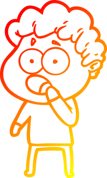 Bir insan tarafından şaşırtılarak çizilen çizgi film karakterinin sıcak çizgi çizimi.