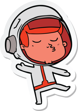 Bir insan tarafından çizilmiş kendine güvenen bir astronotun çıkartması.