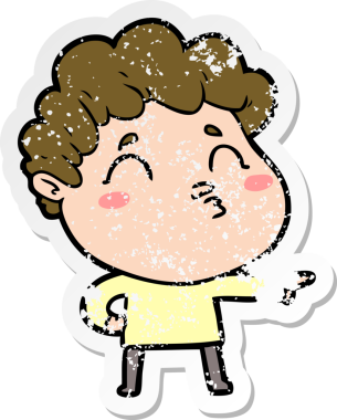 Bir insan tarafından çizilmiş karikatür adamın sıkıntılı çıkartması.