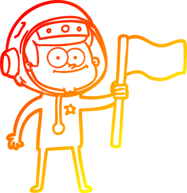 Bir insan tarafından çizilmiş mutlu bir astronot çizgi filminin sıcak gradyan çizimi