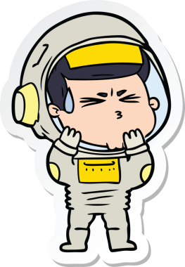 Bir insan tarafından çizilmiş astronotun çizdiği bir çizgi film çıkartması.