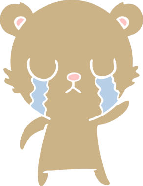 Bir insan tarafından çizilmiş düz renkli çizgi film ayısı.