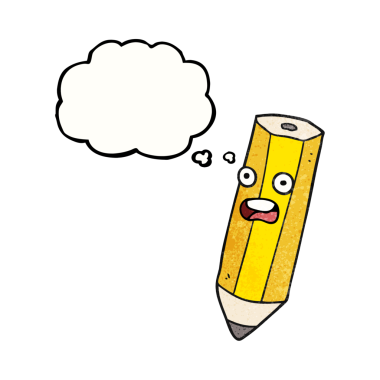 Mutlu serbest çizim düşünce baloncuğu bir insan tarafından çizilmiş çizgi film karakteri.