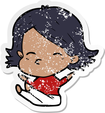 Bir insan tarafından çizilmiş karikatür kadının sıkıntılı çıkartması.