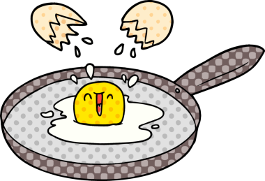 Bir insan tarafından çizilmiş yumurta kızartması.