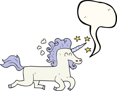 Bir insan tarafından çizilmiş serbest konuşma balonu tek boynuzlu at.