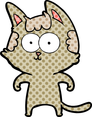 Bir insan tarafından çizilmiş mutlu çizgi film kedisi.