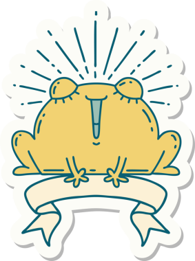 Bir insan tarafından çizilmiş mutlu kurbağa dövmesi stili.