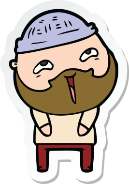 Bir insan tarafından çizilmiş mutlu sakallı bir adamın çıkartması.