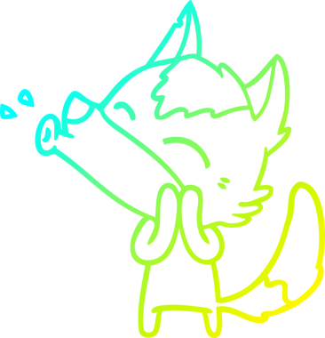 Bir insan tarafından çizilen uluyan kurt çizgi filminin soğuk gradyan çizimi