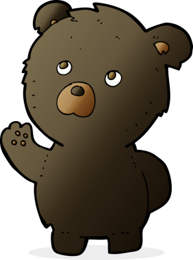 Bir insan tarafından çizilmiş siyah ayı sallayan çizgi film.