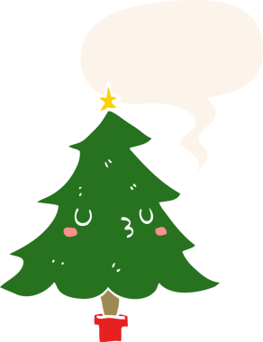 Bir insan tarafından çizilmiş eski usul konuşma baloncuğu olan şirin bir çizgi roman ağacı.