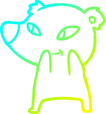 Bir insan tarafından çizilmiş şirin bir çizgi film ayısının soğuk gradyan çizgisi.