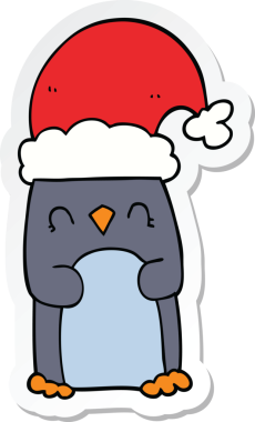 Bir insan tarafından çizilmiş karikatür pengueni çıkartması.