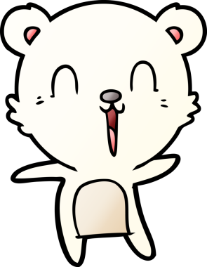 Bir insan tarafından çizilmiş mutlu kutup ayısı çizgi filmi.