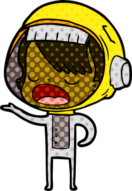 Karikatür astronot kadın bir insan tarafından çizilmiş.