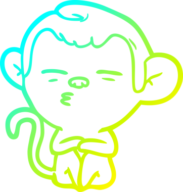 Bir insan tarafından çizilmiş şüpheli bir maymunun soğuk gradyan çizimi