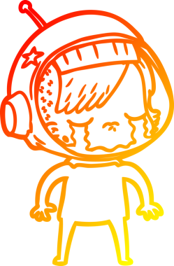 Bir insan tarafından çizilmiş, ağlayan astronot bir kızın sıcak çizgi çizimi