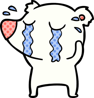 Bir insan tarafından çizilmiş üzgün küçük kutup ayısı çizgi filmi.