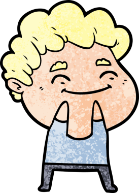 Bir insan tarafından çizilmiş çizgi film dostu bir adam.