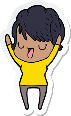 Bir insan tarafından çizilmiş bir karikatür kadının çıkartması.