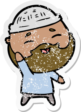 Bir insan tarafından çizilmiş mutlu sakallı bir adamın sıkıntılı çıkartması.