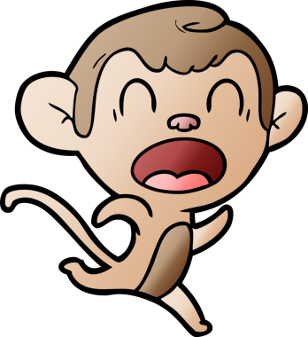 Bir insan tarafından çizilmiş bağıran çizgi film maymunu