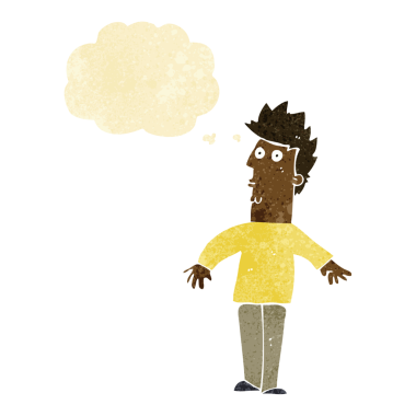 Bir insan tarafından çizilen düşünce baloncuğuyla adamı şaşırtan çizgi film.