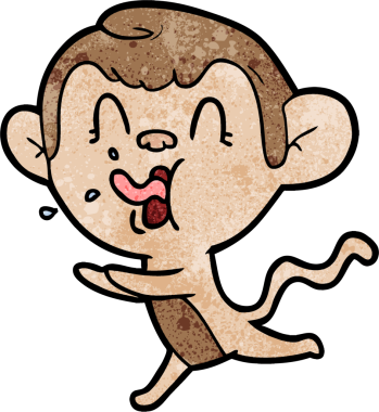 Bir insan tarafından çizilmiş çılgın çizgi film maymunu