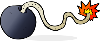 Bir insan tarafından çizilmiş yanan bir bomba.