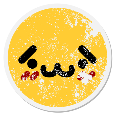 utangaç hayvan suratlı bir insan tarafından çizilmiş dairesel bir etiket.