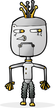 Bir insan tarafından çizilmiş çizgi film robotu