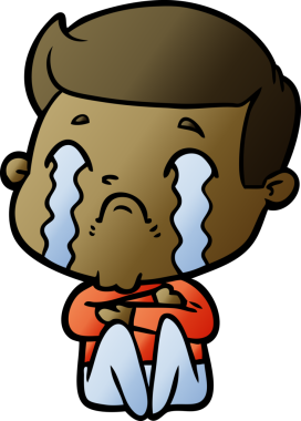 Bir insan tarafından çizilmiş ağlayan çizgi film adamı.