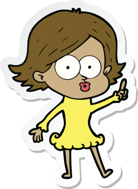 Bir insan tarafından çizilmiş somurtkan bir çizgi film kızının çıkartması.