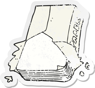 Bir insan tarafından çizilmiş bir karikatür ofis kağıdının geriletilmiş yapıştırması.