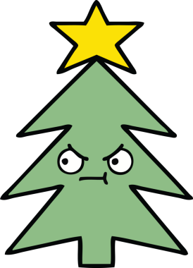 Bir insan tarafından çizilmiş güzel bir Noel ağacı karikatürü.