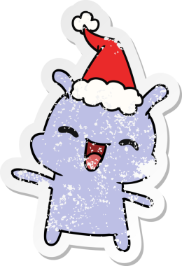 Bir insan tarafından çizilmiş Kawai uzaylısının Noel karikatürü.
