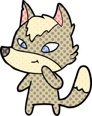 Bir insan tarafından çizilmiş dost canlısı bir kurt.