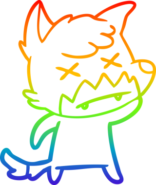 Gökkuşağı gradyan çizgi çizimi Bir insan tarafından çizilmiş ölü tilki